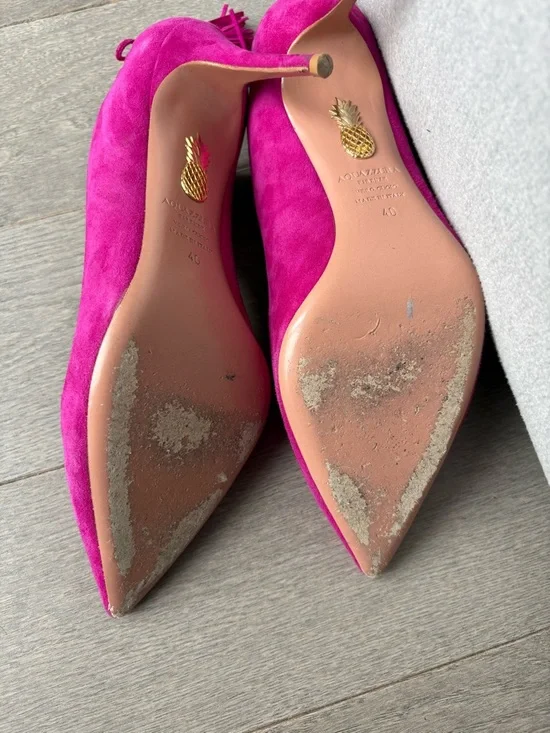 Aquazzura Fuchsia Suede Heels - Picture 4 of 4